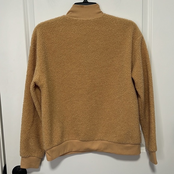 Eye Candy Women’s Long Sleeve Sherpa Sweater Top Half Zip in Camel size Small - Picture 3 of 4
